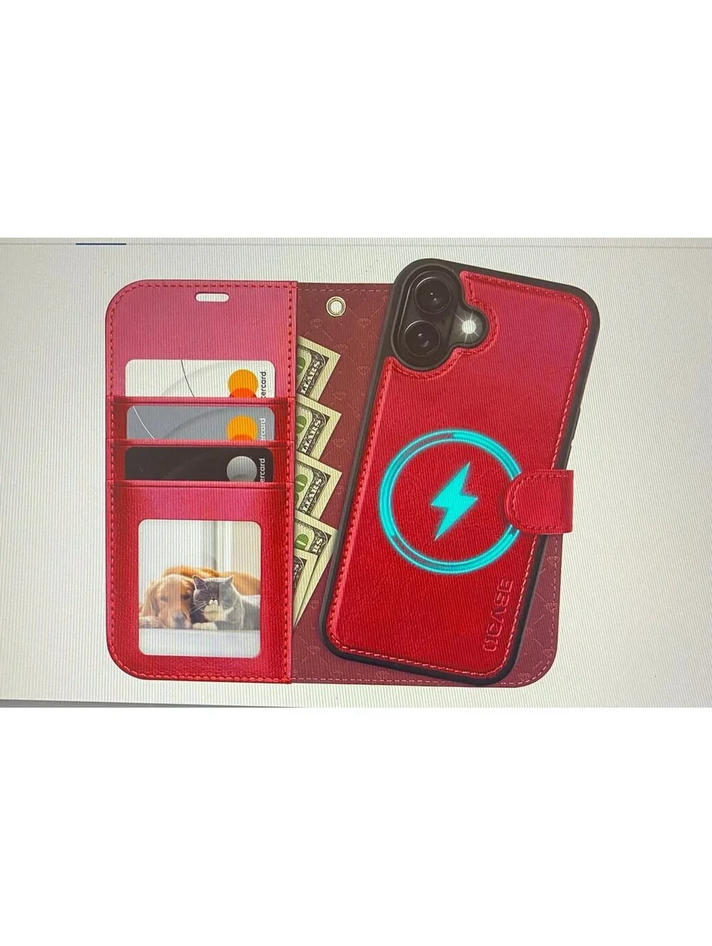OCASE Wallet Case for iPhone 17 Red